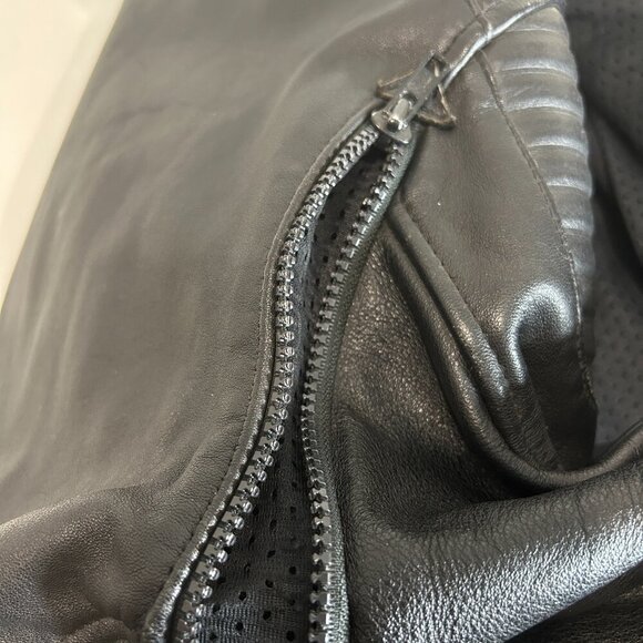 Vtg Teknic Black Leather Motorcycle Jacket Men’s Sz 40/50 Padded Biker Cafe Race - Picture 13 of 14